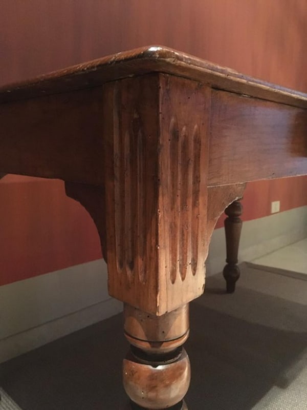 Rustic Pinewood Dining Table with Drawer, Italy - 10