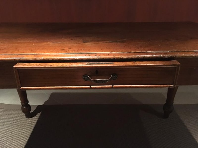 Rustic Pinewood Dining Table with Drawer, Italy - 16