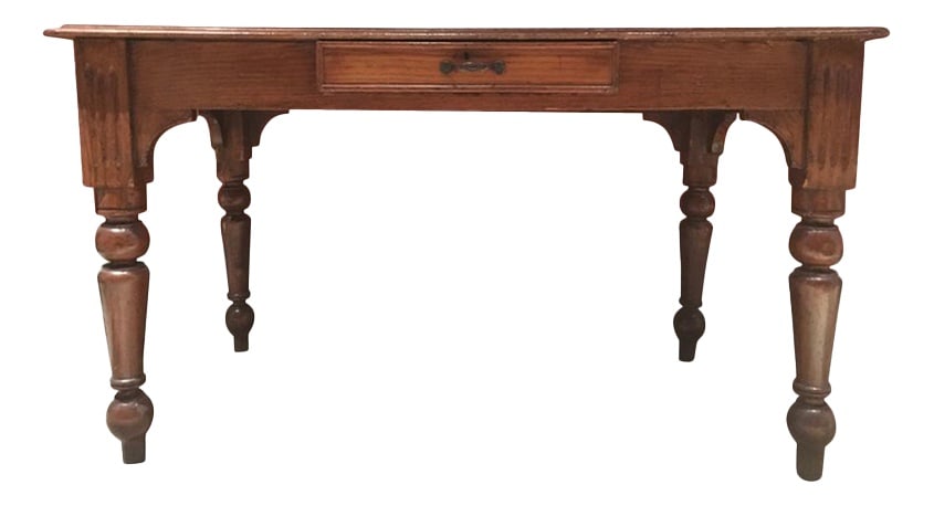 Rustic Pinewood Dining Table with Drawer, Italy (1 of 20)