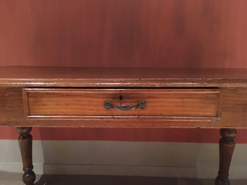 Rustic Pinewood Dining Table with Drawer, Italy - 6