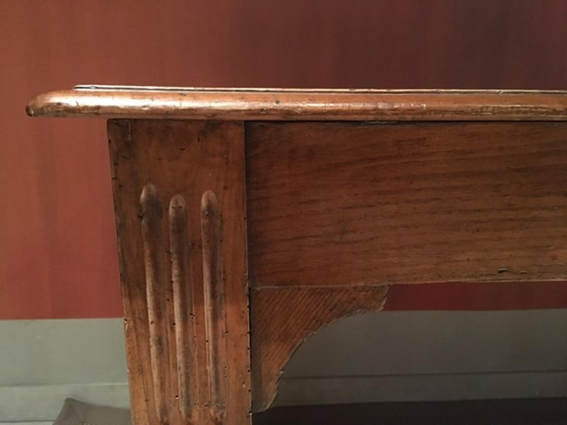 Rustic Pinewood Dining Table with Drawer, Italy - 7