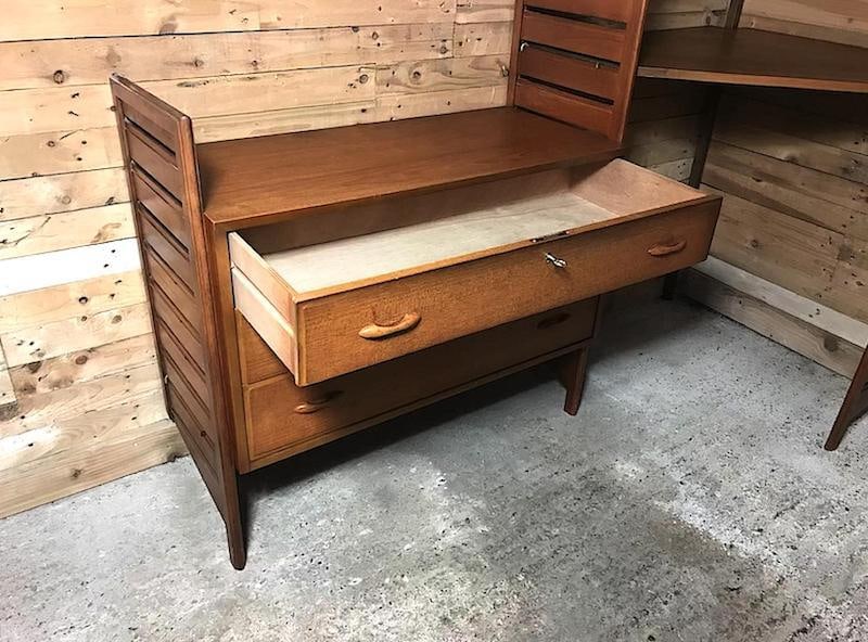 Freestanding Teak Corner Wall Shelf - 9