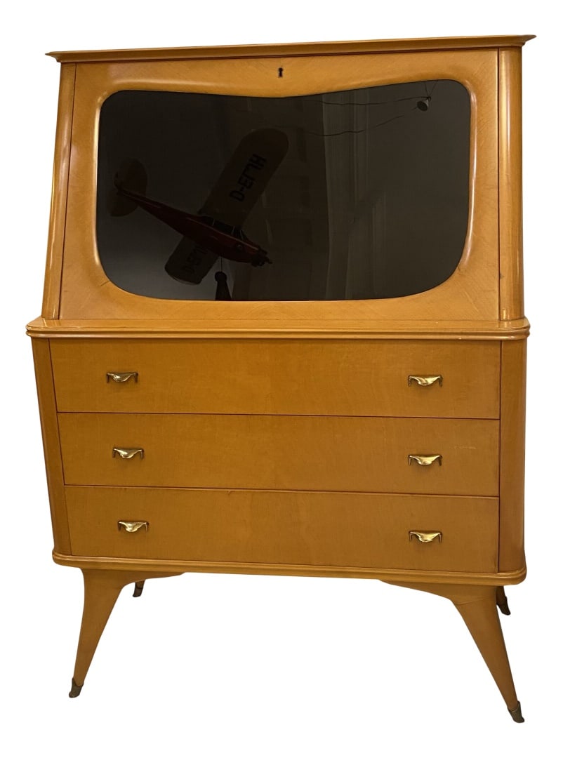 Vintage Italian Honey Color Secretaire, 1950s (1 of 10)