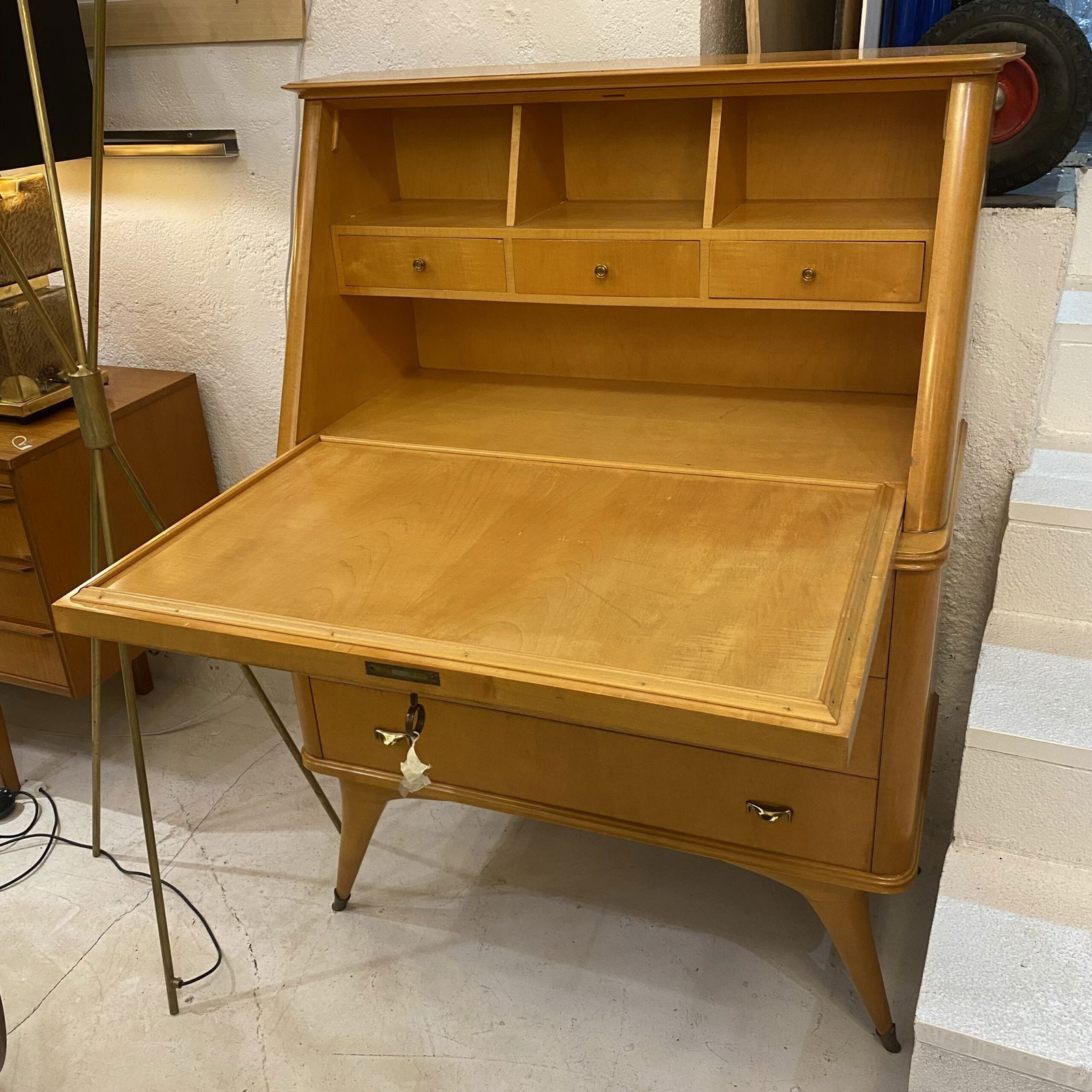 Vintage Italian Honey Color Secretaire, 1950s - 6