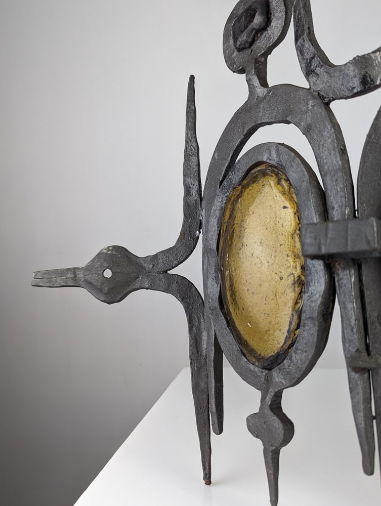 Wrought Iron & Blown Glass Wall Lights, Set of 3 - 12