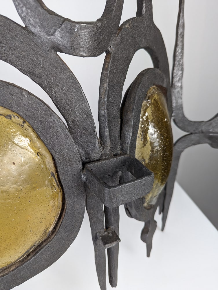 Wrought Iron & Blown Glass Wall Lights, Set of 3 - 16