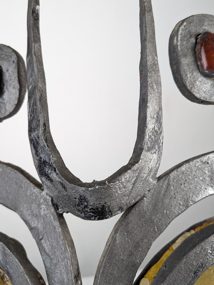 Wrought Iron & Blown Glass Wall Lights, Set of 3 - 17