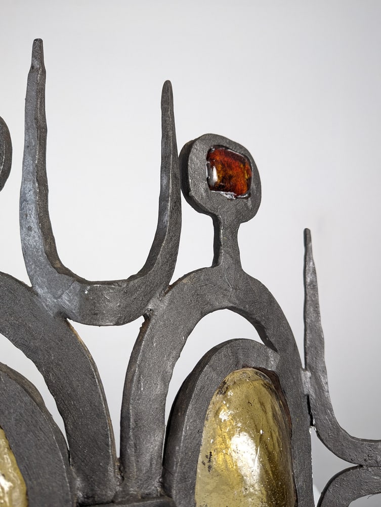 Wrought Iron & Blown Glass Wall Lights, Set of 3 - 18