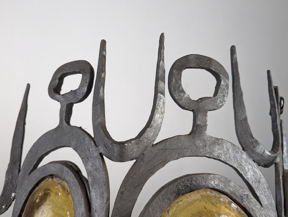 Wrought Iron & Blown Glass Wall Lights, Set of 3 - 3