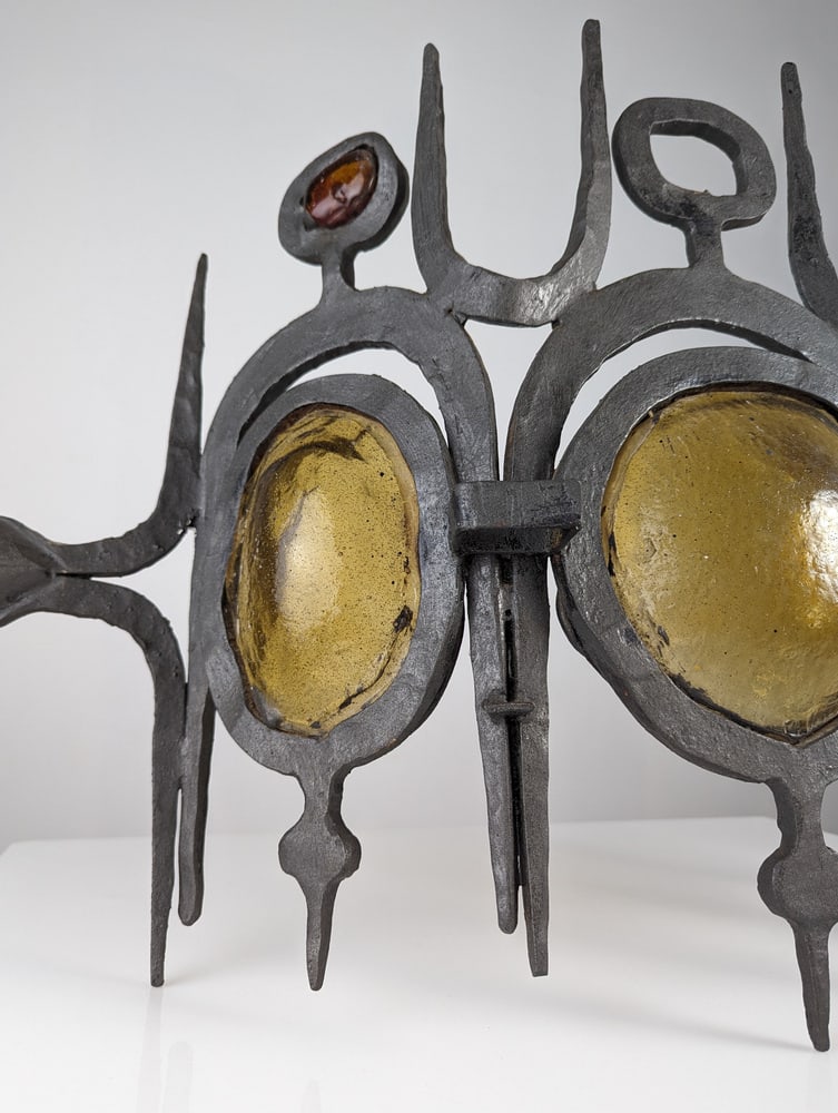 Wrought Iron & Blown Glass Wall Lights, Set of 3 - 5