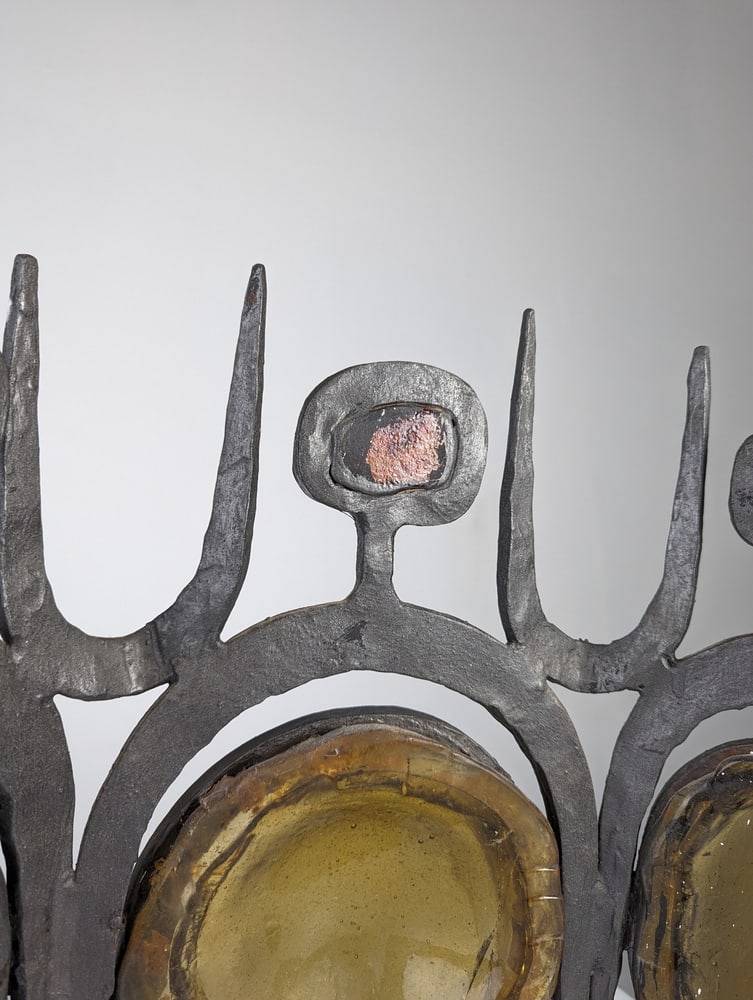 Wrought Iron & Blown Glass Wall Lights, Set of 3 - 9