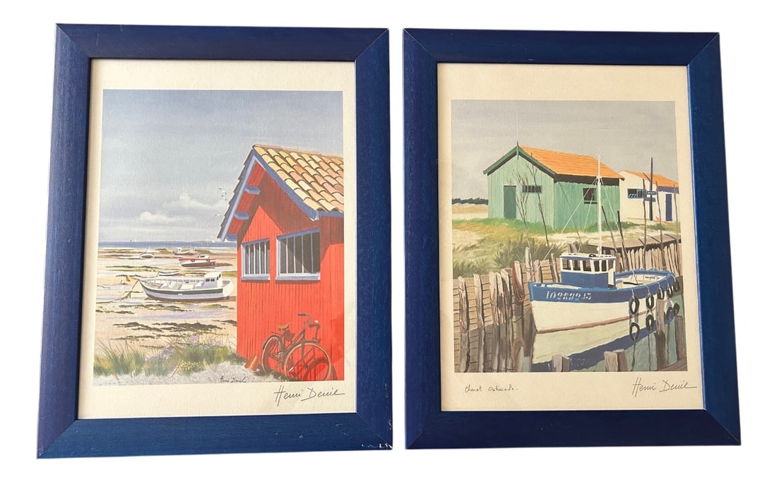 H. Deuil, Coastal Scenes, 2000s, Lithographs, Set of 2: two lithographs of the French Atlantic coast signed by Henri Deuil Country of Manufacture: France Design Period: from 2000 Production Period: 2000 to 2009 Restoration and Damage Details: Light wear