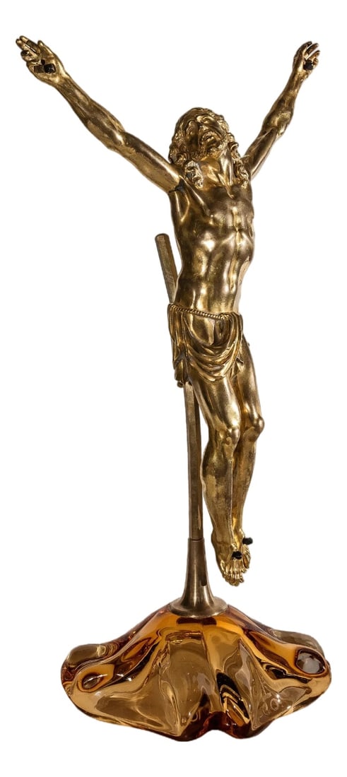 Corpus Christi Sculpture, 1800s, Gilded Bronze: Truly a masterwork of Christian Spiritual tradition in sculptural bronze, unique, crafted in Italy, late 19th century, representing "Christic Spirit Liberated", in a most expressive depiction of the S