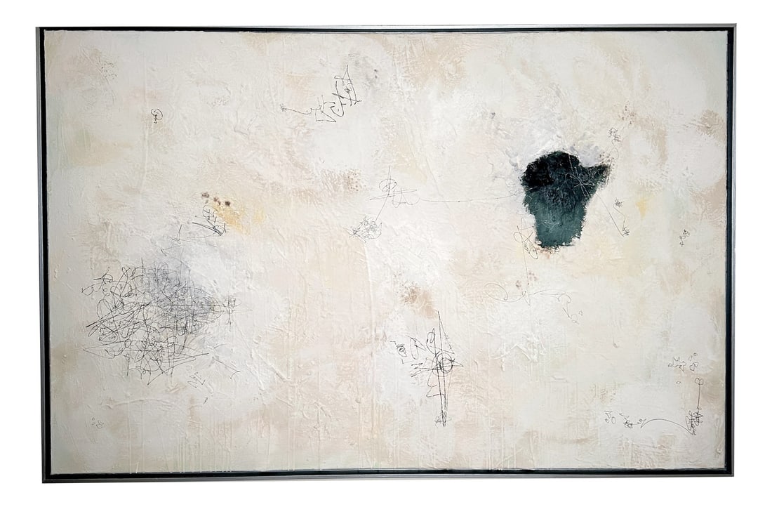 Bachmann, Abstract Composition, 2025, Mixed Media: This contemporary abstract painting in black and white by Felix Bachmann, created in 2025, explores the tension between form and void through a striking black-and-white palette. Executed on canvas