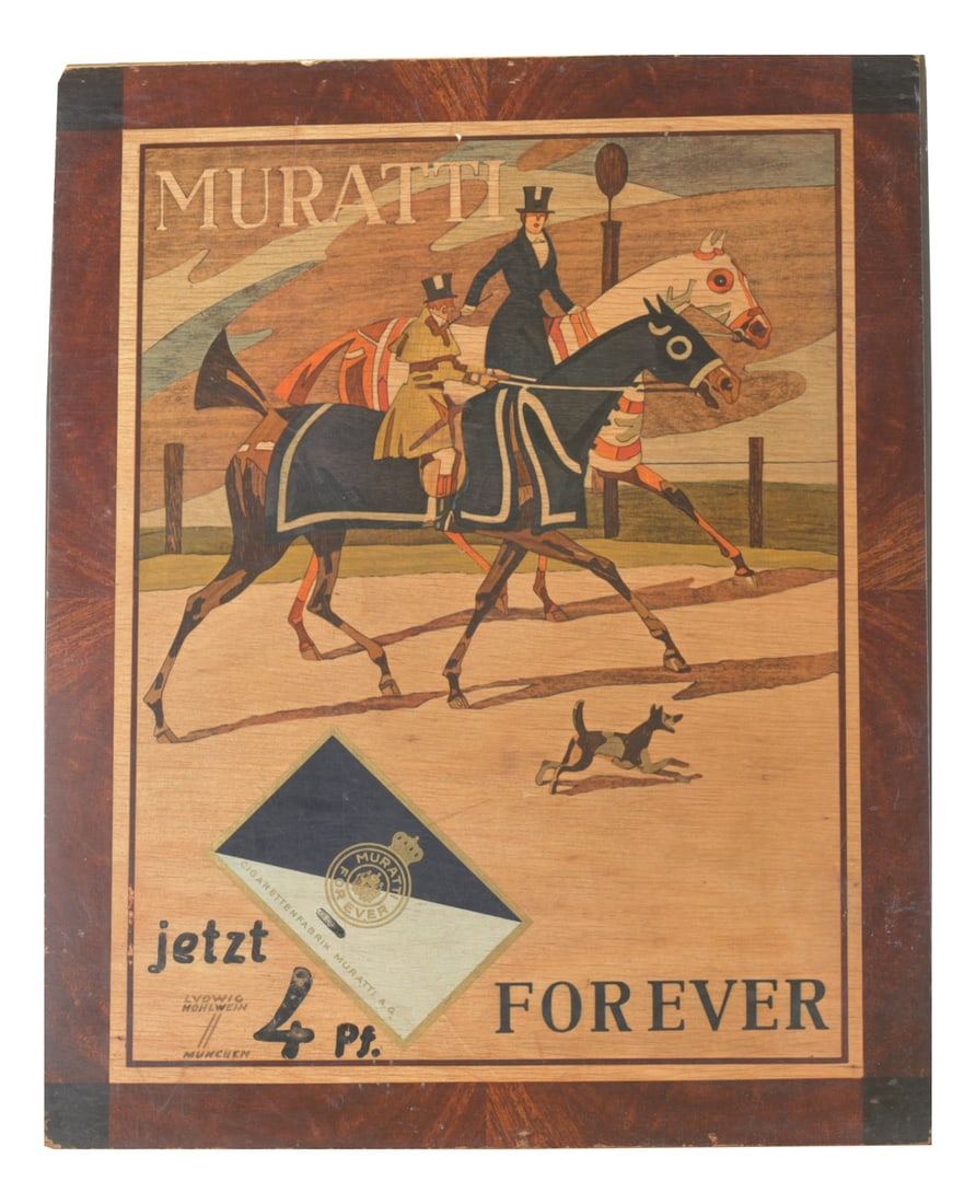 Muratti Forever Advertising Poster by Hohlwein: Ludwig Hohlwein (1874–1949) is considered the most important German graphic designer and poster artist of the first half of the 20th century. The trained architect shaped modern advertising art