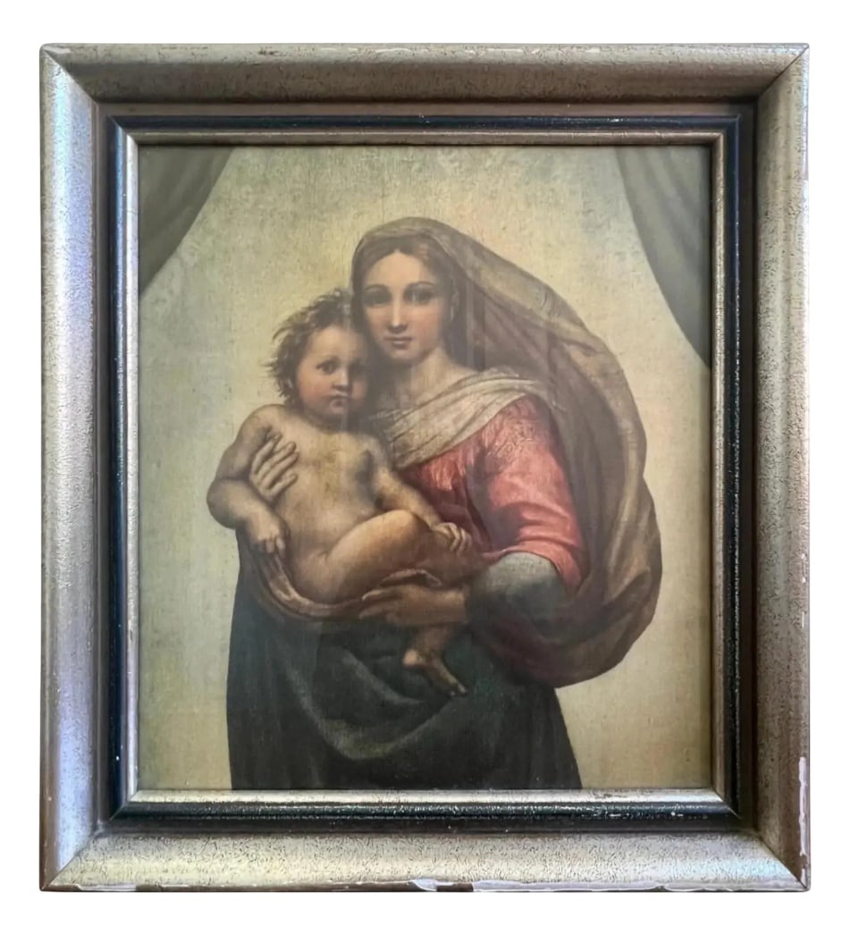 F. Brockmann, Sistine Madonna (Detail) No. 574, 1920s, Print, Framed: Country of Manufacture: Germany Design Period: 1920 to 1949 Production Period: 1920 to 1929 Restoration and Damage Details: Light wear consistent with age and use Detailed Condition: Very Good