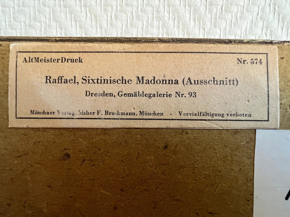 F. Brockmann, Sistine Madonna (Detail) No. 574, 1920s, Print, Framed - 2