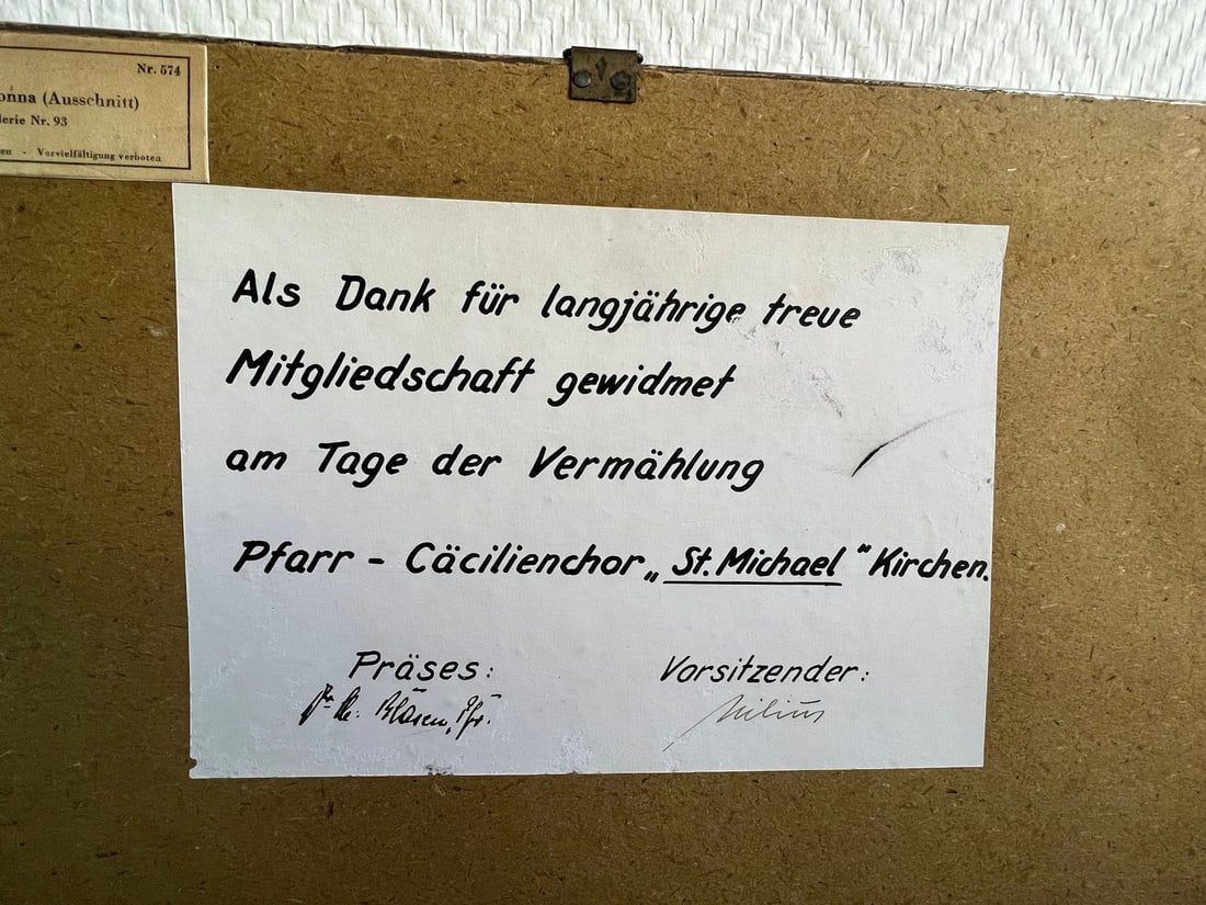 F. Brockmann, Sistine Madonna (Detail) No. 574, 1920s, Print, Framed - 3