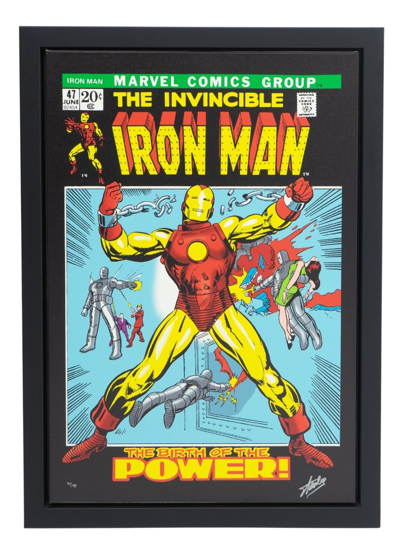 Stan Lee, Marvel Comics, Iron Man #47, Art Print: A large limited edition boxed canvas, signed and numbered by Marvel Comics legend Stan Lee.Excellent investment value.Unframed size69.9cm x 101.6cm Country of Manufacture: United Kingdom Design