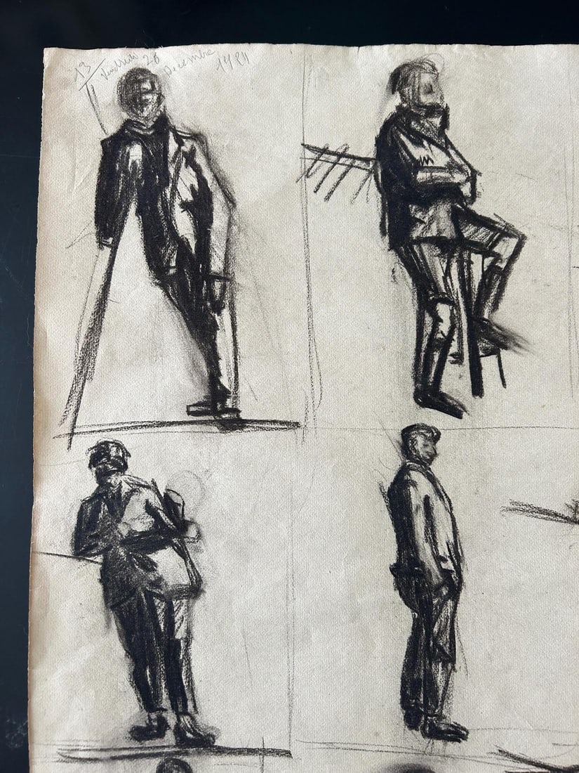 Unknow, Untitled, 1924, Charcoal on Paper, Set of 3 - 13
