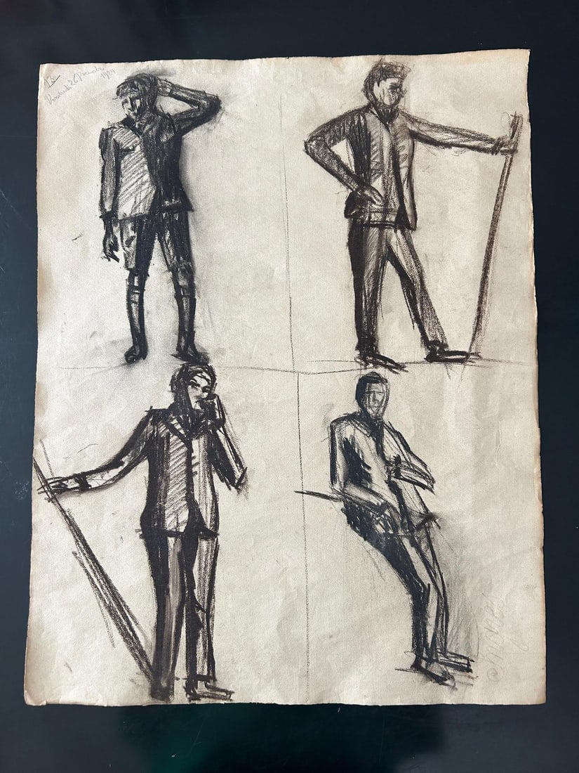 Unknow, Untitled, 1924, Charcoal on Paper, Set of 3 - 2
