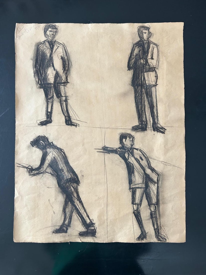 Unknow, Untitled, 1924, Charcoal on Paper, Set of 3 - 3