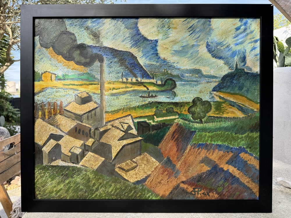 Large Expressionist Factory Painting, Poland - 5