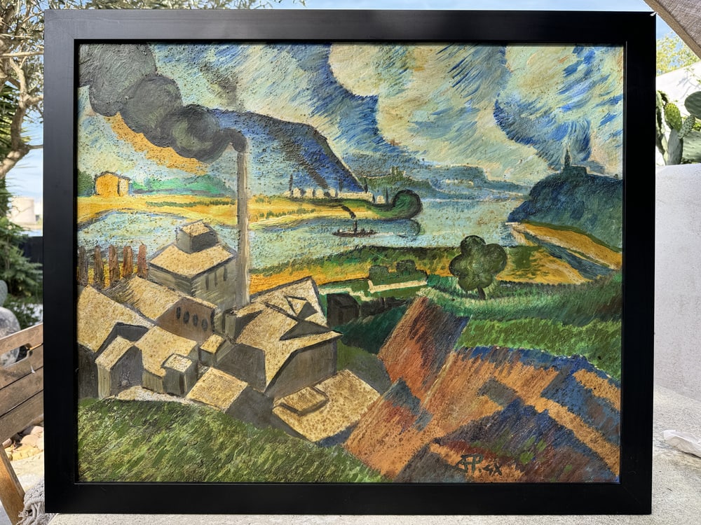 Large Expressionist Factory Painting, Poland - 9