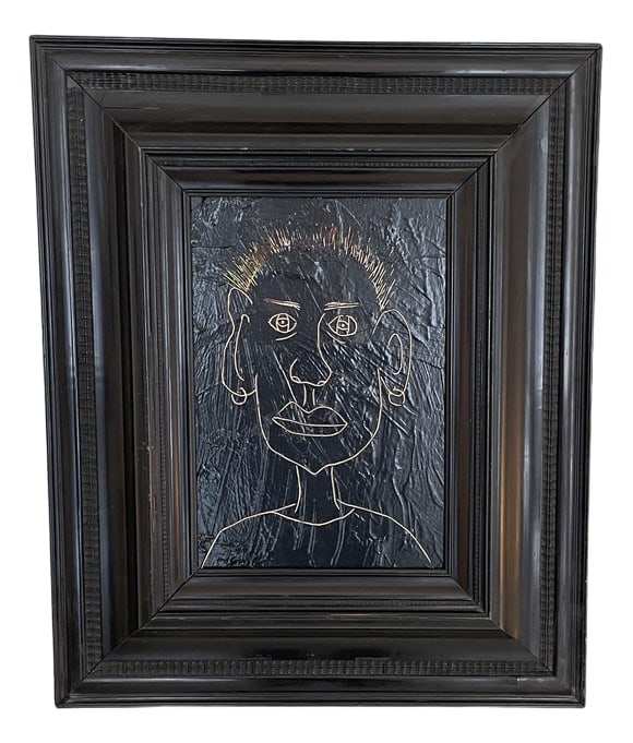 Bachmann, Portrait of a Man, 2022, Acrylic, Framed: Felix Bachmann, Black Portrait of a Man, 2022, Acrylic on Wood, Framed. Country of Manufacture: Germany Design Period: from 2000 Production Period: 2010 to Present Detailed Condition: Excellent
