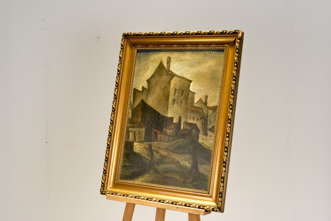 City View Berlin Street, 1925, Oil on Cardboard, Framed - 5