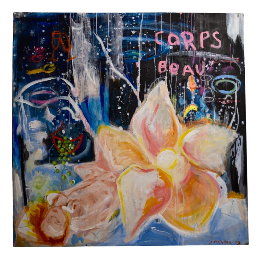 Delphine Perlstein, Body, 2009, Acrylic on Canvas: Discover this exceptional work by Delphine Perlstein entitled Corps Beau. Created in 2009, this acrylic painting on canvas is signed and dated lower right. with its imposing dimensions of 150 x 150