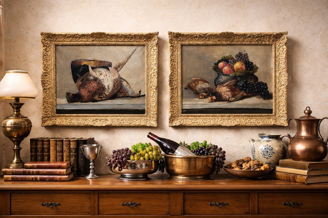 Chevalard, Still Lifes with Game & Fruit, Oil, Set of 2 - 2