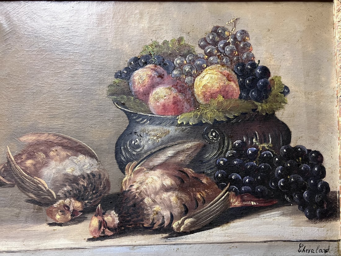 Chevalard, Still Lifes with Game & Fruit, Oil, Set of 2 - 6