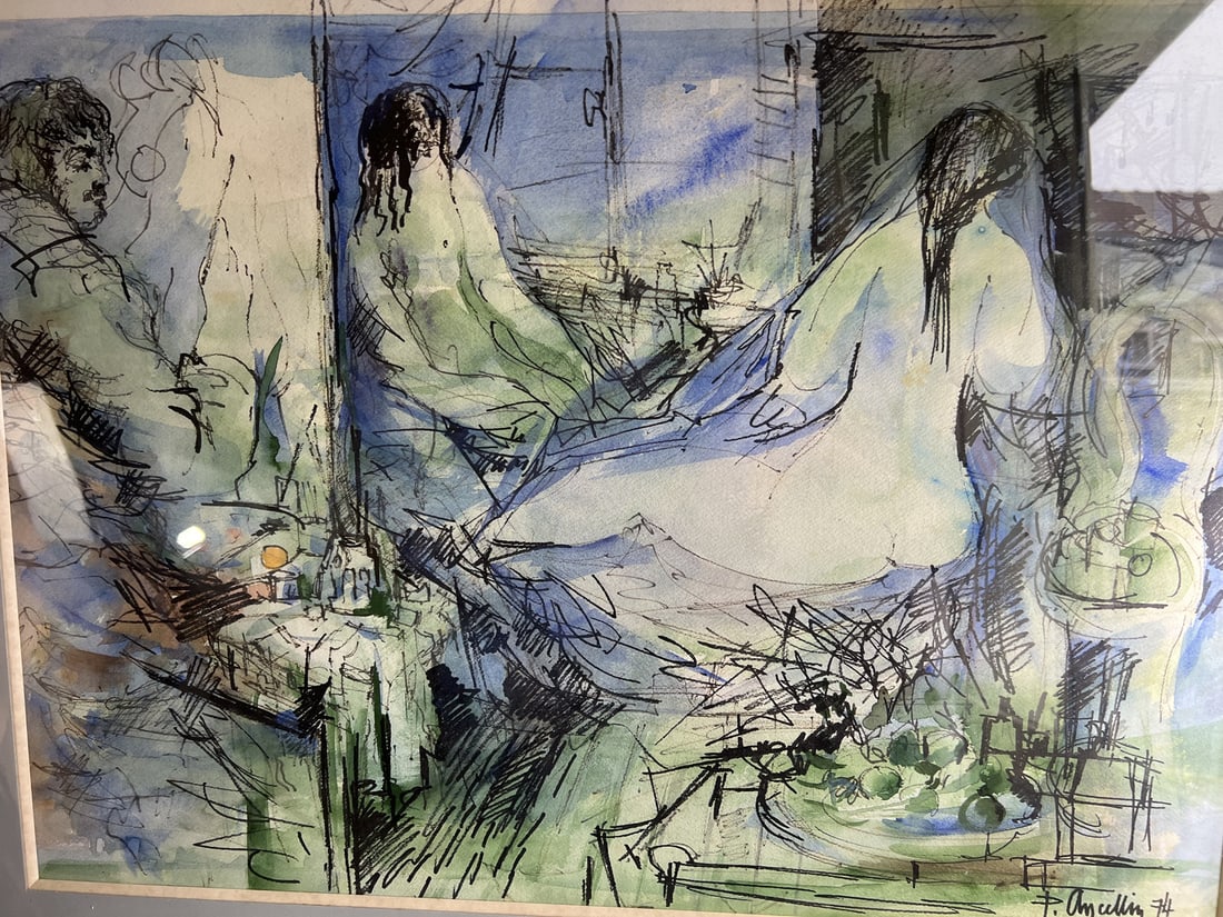 Ancellin, Nude in the Workshop, 1974, Watercolor - 3