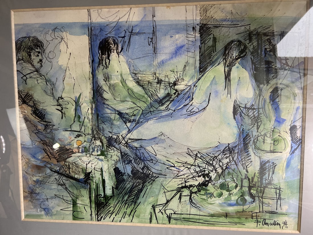 Ancellin, Nude in the Workshop, 1974, Watercolor - 9