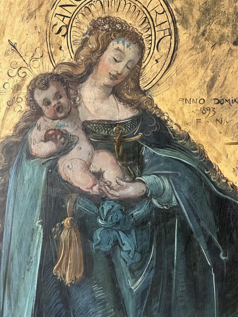 Mary and Child, 1800s, Large Oil on Canvas - 3