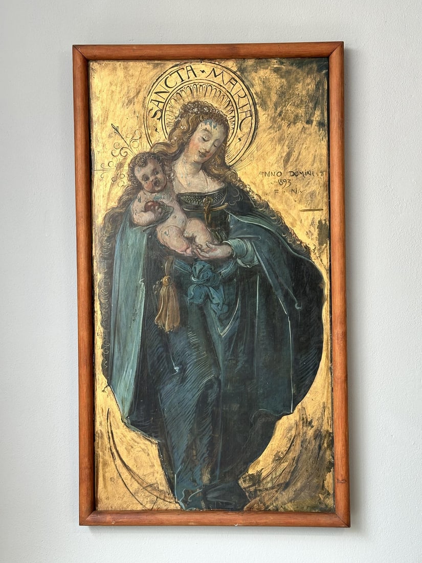 Mary and Child, 1800s, Large Oil on Canvas - 4