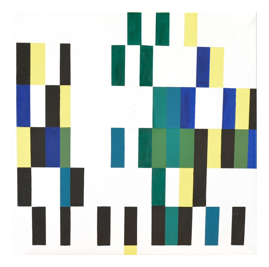 Guilermo Aguilar Huerta, 2015, Oil on Canvas: Abstract geometric oil painting by Mexican-born artist Guilermo Aguilar Huerta, 2015. Titled MOSAICOS, it is inscribed and signed on the back. Huerta is now quite well-known and has lived in Berlin