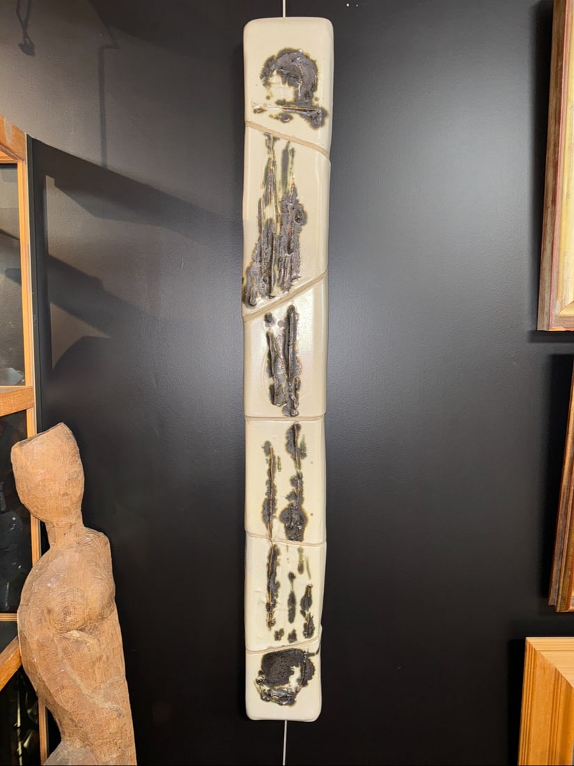 Ceramic Wall Sculpture in Cetadon Enamel, 1980s - 5