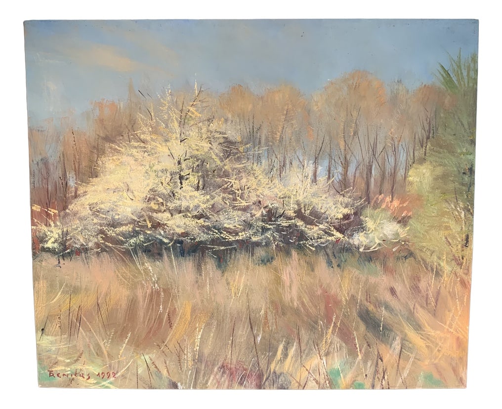 Tony Reniers, Landscape, 1990s, Oil on Panel: Very beautiful oil on panel of the Belgian painter Tony Reniers (1923-2013) titled on the back "Le Printemps" and dated 1992. Signed and dated at the bottom left. Name of the work, date, dimensions