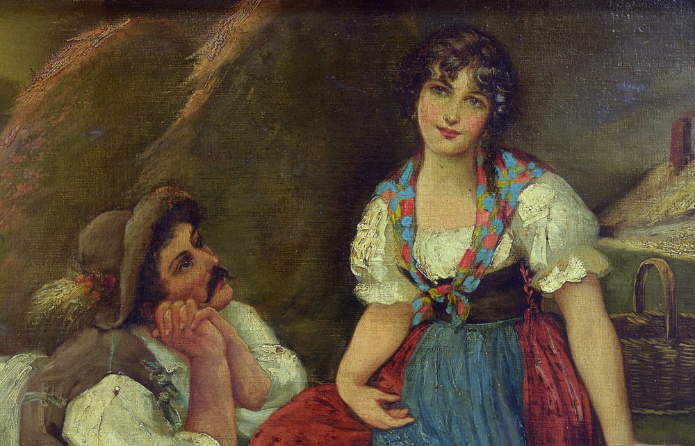 E. De Blasi, Romantic Scene, Early 1900s, Oil on Canvas - 4