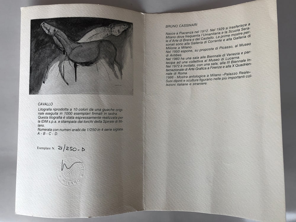 Bruno Cassinari, Cavallo, 1980s, Original Lithograph - 4