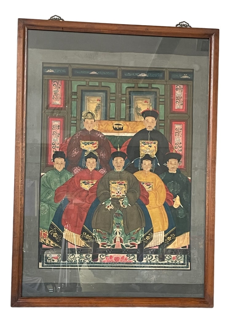 Chinese Family, 1800s, Painting: Embrace heritage and unity with our Chinese family painting—a heartwarming portrayal of tradition and togetherness. Country of Manufacture: China Design Period: before 1890 Production Period: