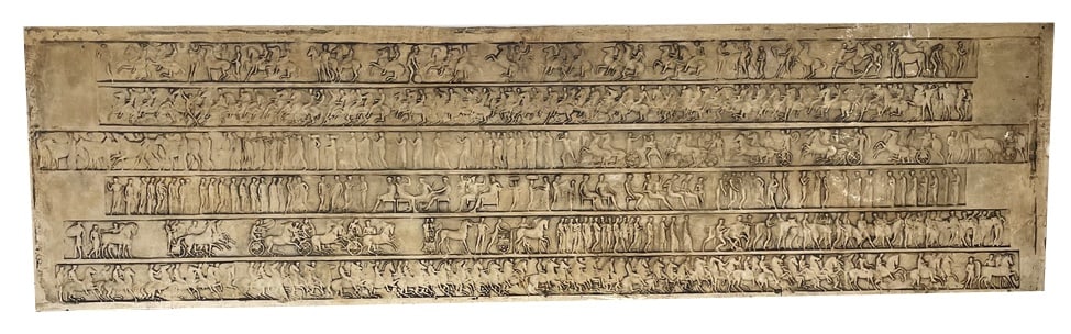 Greek Bas-Relief Frieze, 1800s, Stucco: Impressive and imposing (136 cm long) ancient Greek stucco bas-relief frieze, molded reconstruction.Beautiful patina, very decorative in every type of interior to associate with an arty style. Design