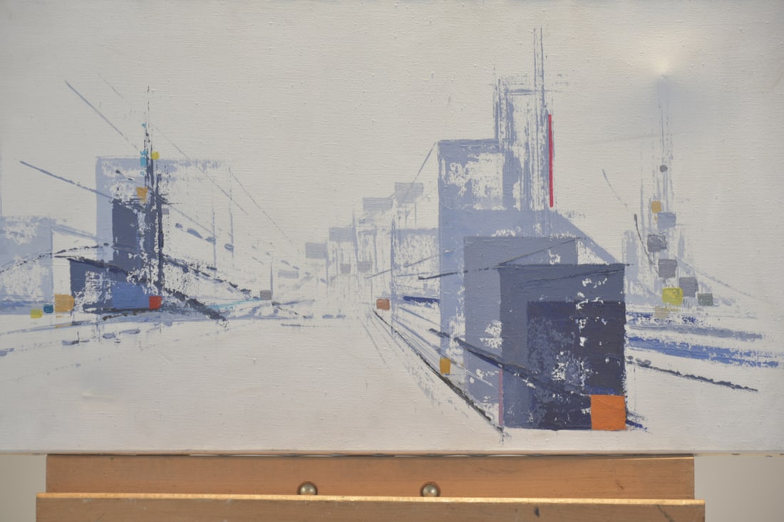 Abstract City Scene, Signed J.P. Collin '72 - 3