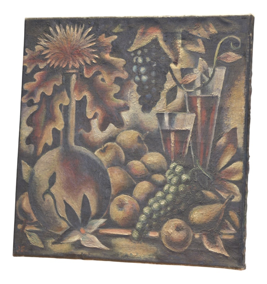 Still Life, Monogrammed J.K., September 1942: Dark Mood Still Live, classically positioned and late Expressionistic executed. Oil on Canvas Country of Manufacture: Germany Design Period: 1920 to 1949 Production Period: 1940 to 1949 Detailed