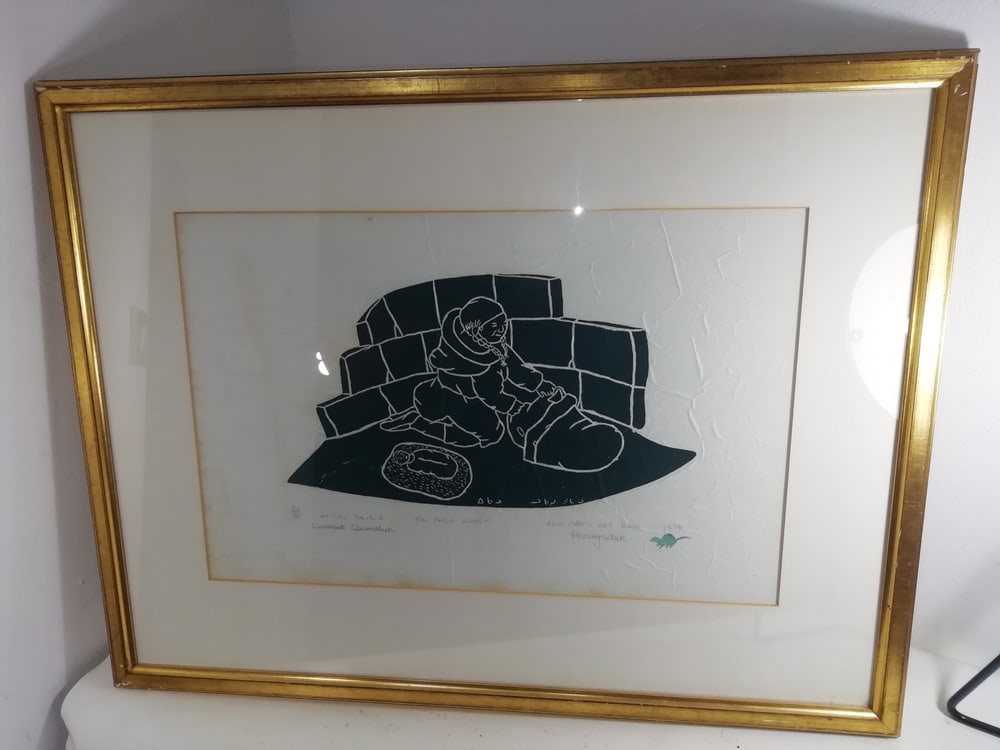 Lucassie Qumaluk, Motherhood, Woodcut, 1974 - 2