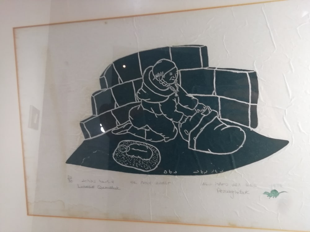 Lucassie Qumaluk, Motherhood, Woodcut, 1974 - 3