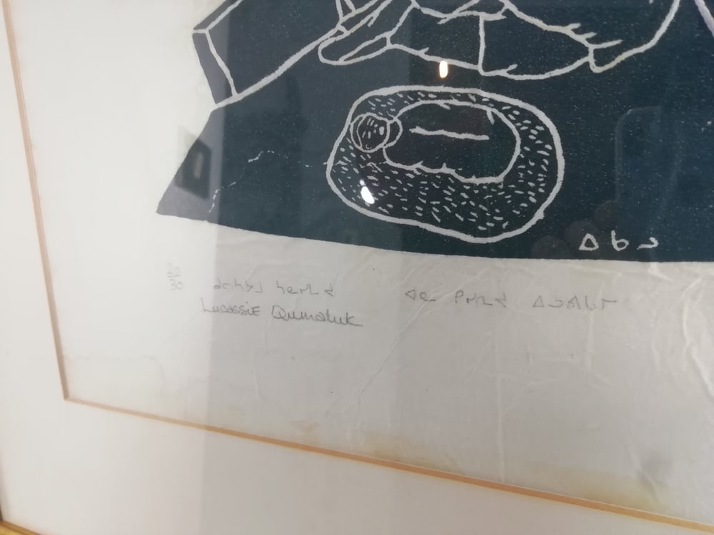 Lucassie Qumaluk, Motherhood, Woodcut, 1974 - 4