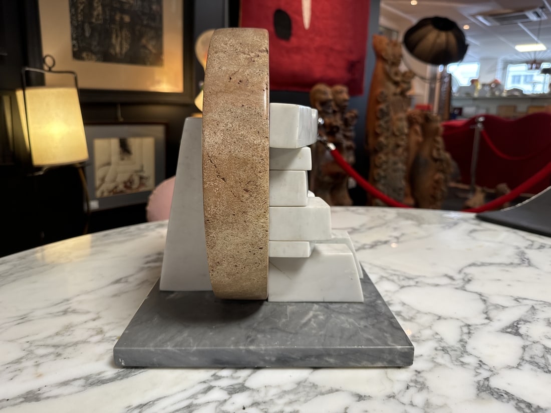 Carrara Marble & Burgundy Stone Sculpture by Avoscan - 4